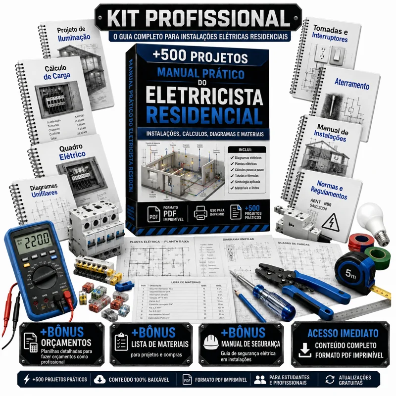 Manual Prático do Eletricista Residencial - mais de 500 projetos de elétrica residencial